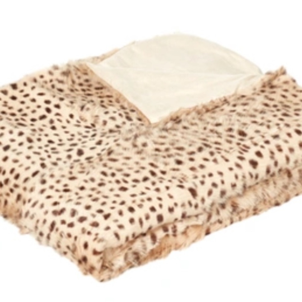 Leopard Print Goat Hair Fur Throw